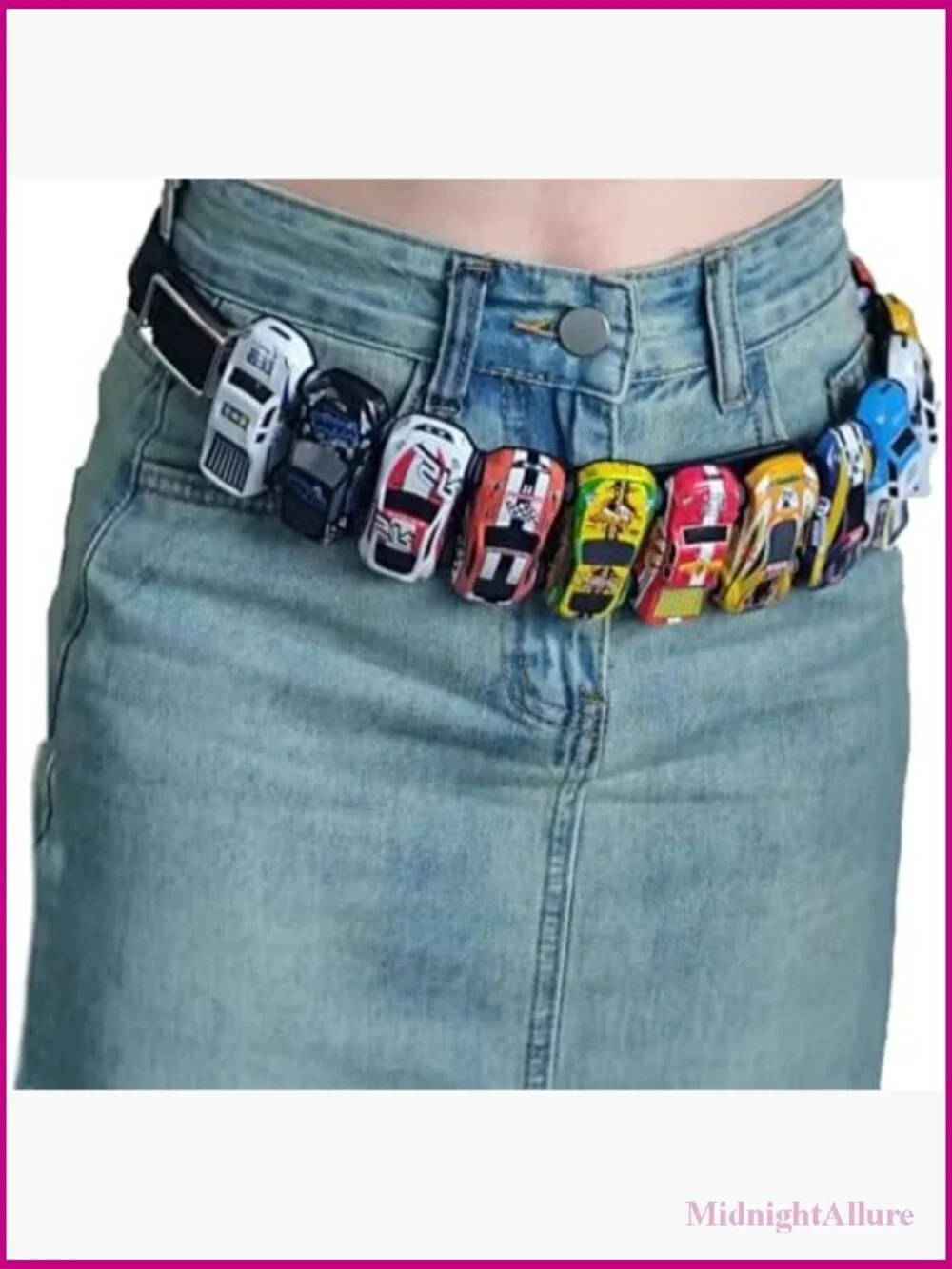Y2K Toy Car Belt - Cute Vintage 2000s Faux Leather Adjustable Gothic Grunge